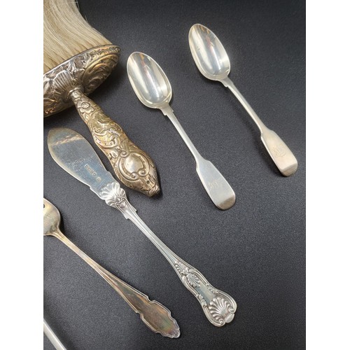 80 - Collection of Silverware Includes Spoons, Forks, Jewellery Tree, Brush All Hallmarked ( Weight Witho... 