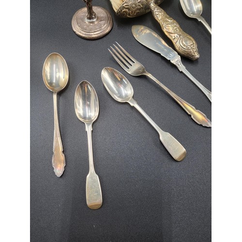 80 - Collection of Silverware Includes Spoons, Forks, Jewellery Tree, Brush All Hallmarked ( Weight Witho... 