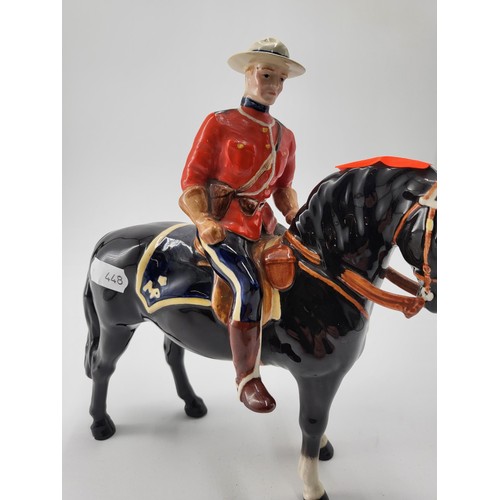 185 - Beswick Canadian Mounted Policeman Measures 21cm Tall Small Chip to Hoof