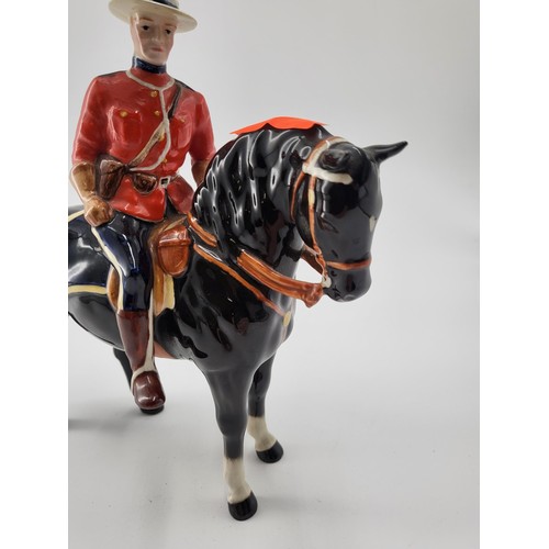 185 - Beswick Canadian Mounted Policeman Measures 21cm Tall Small Chip to Hoof