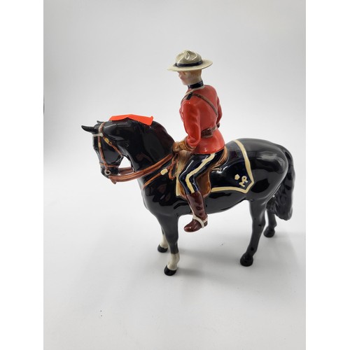 185 - Beswick Canadian Mounted Policeman Measures 21cm Tall Small Chip to Hoof