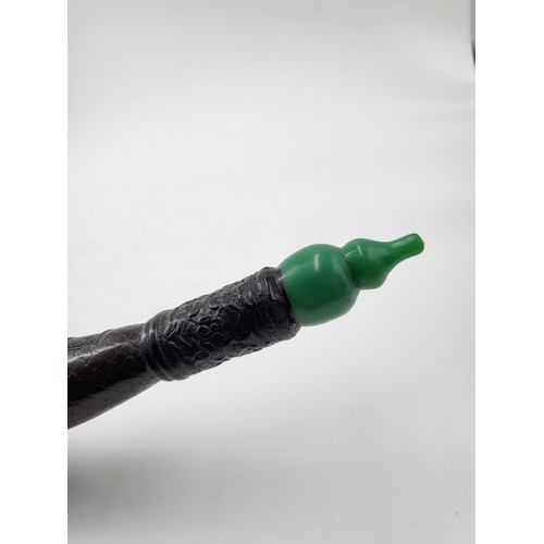 215 - Oriental Carved Smoking Pipe Unsure of Material Does Have Makers Mark Has Crack Across Mouth As Show... 