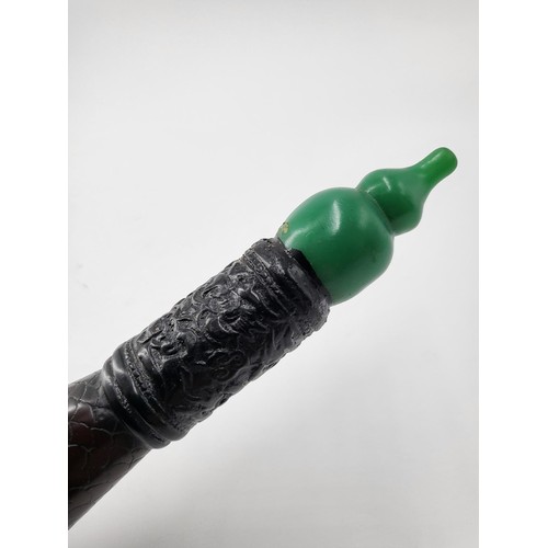 215 - Oriental Carved Smoking Pipe Unsure of Material Does Have Makers Mark Has Crack Across Mouth As Show... 