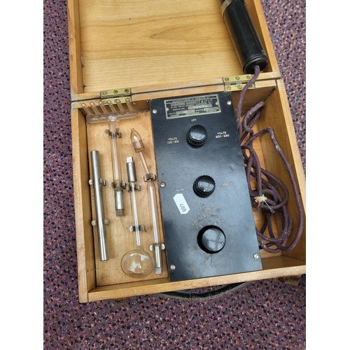 217 - Antique Violet Ray High Frequency Apparatus Machine along with World War Two Amp Meter Box