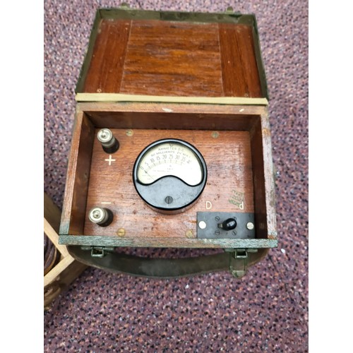 217 - Antique Violet Ray High Frequency Apparatus Machine along with World War Two Amp Meter Box