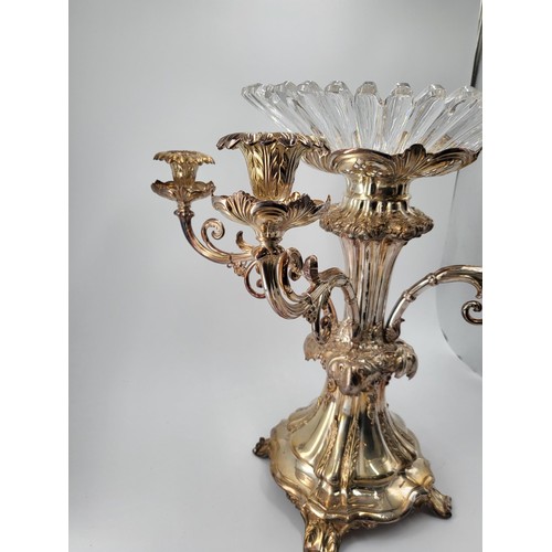 226 - Early Victorian Sheffield Plated Epergne Circa 1825 Has Four Detachable Branches & Family Crest ... 