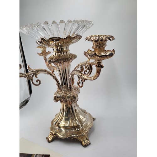 226 - Early Victorian Sheffield Plated Epergne Circa 1825 Has Four Detachable Branches & Family Crest ... 