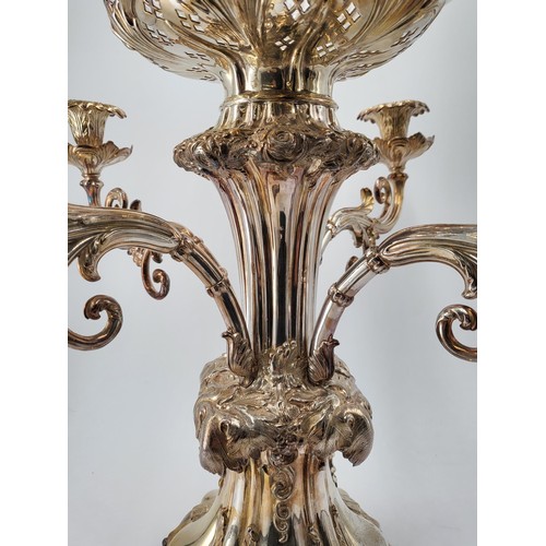 226 - Early Victorian Sheffield Plated Epergne Circa 1825 Has Four Detachable Branches & Family Crest ... 