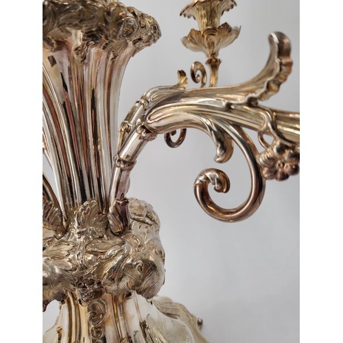 226 - Early Victorian Sheffield Plated Epergne Circa 1825 Has Four Detachable Branches & Family Crest ... 