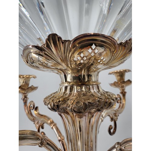 226 - Early Victorian Sheffield Plated Epergne Circa 1825 Has Four Detachable Branches & Family Crest ... 