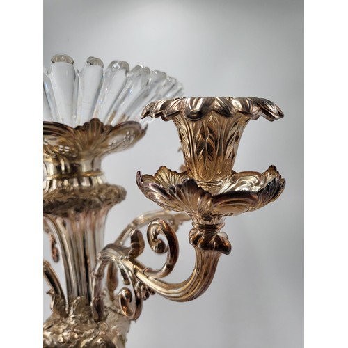 226 - Early Victorian Sheffield Plated Epergne Circa 1825 Has Four Detachable Branches & Family Crest ... 