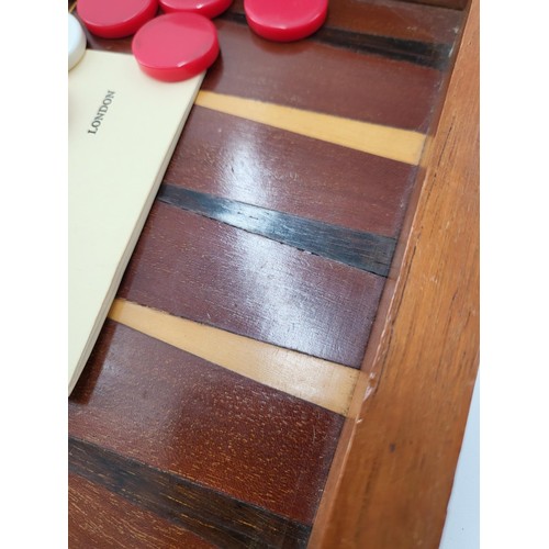 238 - Antique Marquetry Backgammon Board Does Have Some Splits On Either Side Near Hinge