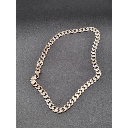 266 - Heavy 925 Gents Curb Chain Measures 22inches Long Unclasped (Weight 90g)