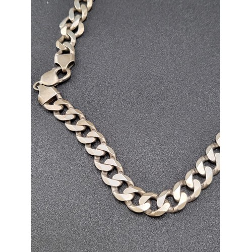 266 - Heavy 925 Gents Curb Chain Measures 22inches Long Unclasped (Weight 90g)