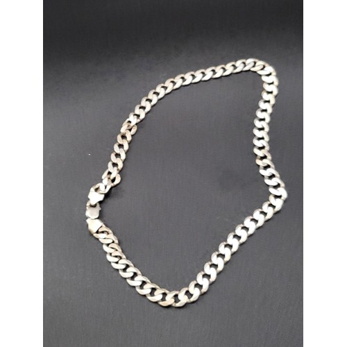 266 - Heavy 925 Gents Curb Chain Measures 22inches Long Unclasped (Weight 90g)