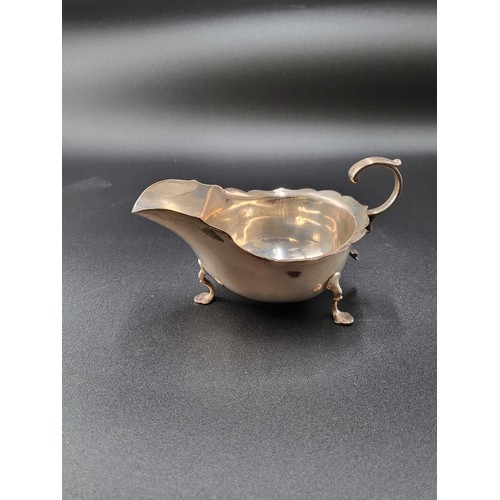 267 - Sterling Silver Sauce Boat Retailed by R Stewart Glasgow (Weight 138g) Measures 15cm Long