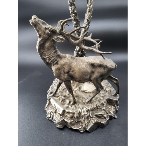 272 - Large Elkington Centre Piece Stag & Tree Circa 1870s  Item Measures 44cm Tall Unhallmarked