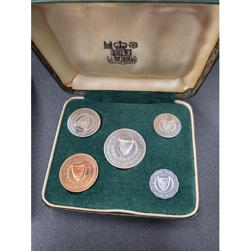 274 - Five Boxed Coin Sets Includes Guernsey 1966, Malawi 1964, Cyprus 1963, Jersey 1966, Zambia One Coin ... 