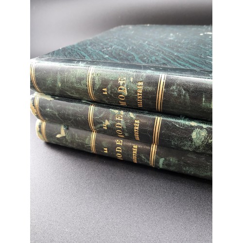 279 - Three Volumes of La Mode Illustree Journal De La Famille 1880, 1881, 1882 All Have Some Writing Insi... 