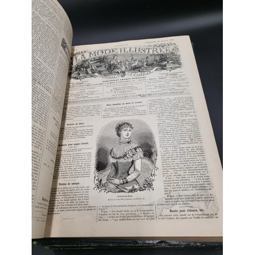 279 - Three Volumes of La Mode Illustree Journal De La Famille 1880, 1881, 1882 All Have Some Writing Insi... 