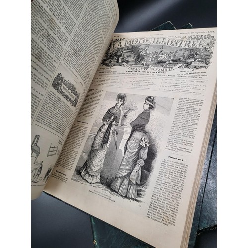 279 - Three Volumes of La Mode Illustree Journal De La Famille 1880, 1881, 1882 All Have Some Writing Insi... 