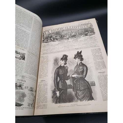 279 - Three Volumes of La Mode Illustree Journal De La Famille 1880, 1881, 1882 All Have Some Writing Insi... 