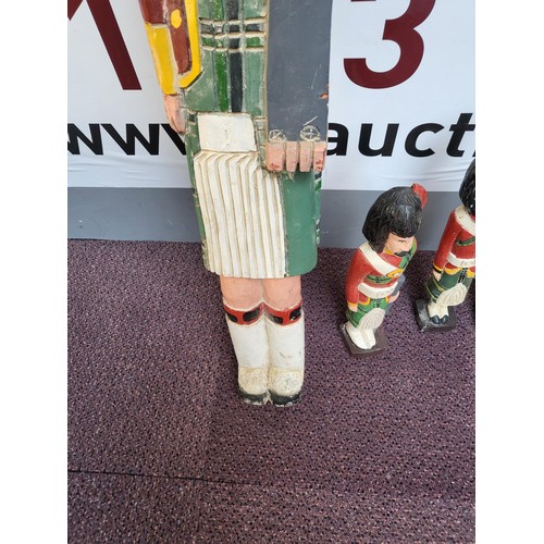 282 - Six Carved Wood Soldier Figures Large One Measures 129cm Tall and Has Bolts in Base as if it Was May... 