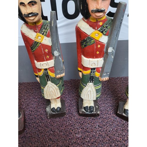 282 - Six Carved Wood Soldier Figures Large One Measures 129cm Tall and Has Bolts in Base as if it Was May... 