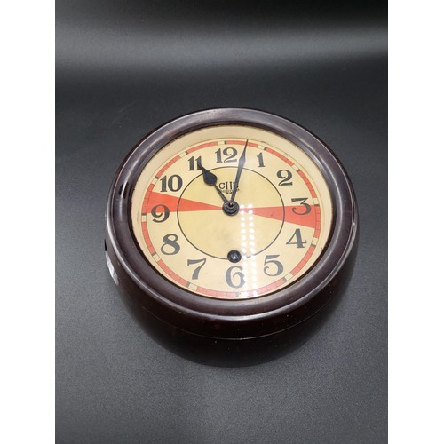 291 - Vintage Glashutte Soviet Bakelite Ships Clock in Working Order Measures 21cm in Diameter Key Opens S... 