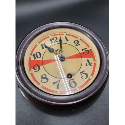 291 - Vintage Glashutte Soviet Bakelite Ships Clock in Working Order Measures 21cm in Diameter Key Opens S... 