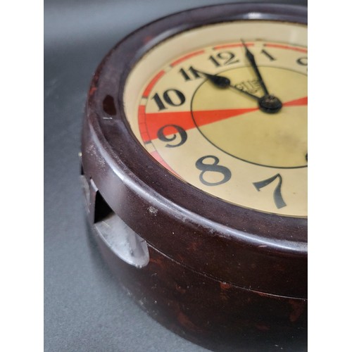 291 - Vintage Glashutte Soviet Bakelite Ships Clock in Working Order Measures 21cm in Diameter Key Opens S... 