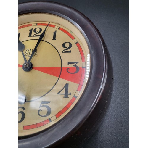 291 - Vintage Glashutte Soviet Bakelite Ships Clock in Working Order Measures 21cm in Diameter Key Opens S... 