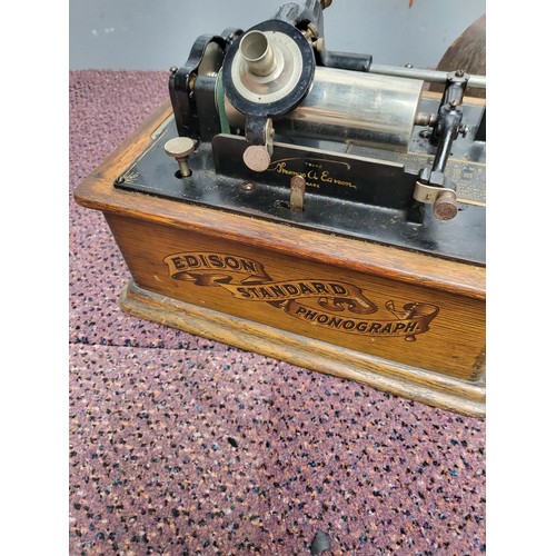 295 - Edison Standard Phonograph When Wound Up Record Holder Turns as it Should May Need Needle parts Unsu... 