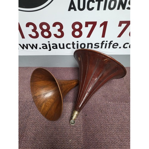 298 - Two Large Wooden Gramophone Horns One Has Original Label for The Gramophone Company Limited Both in ... 