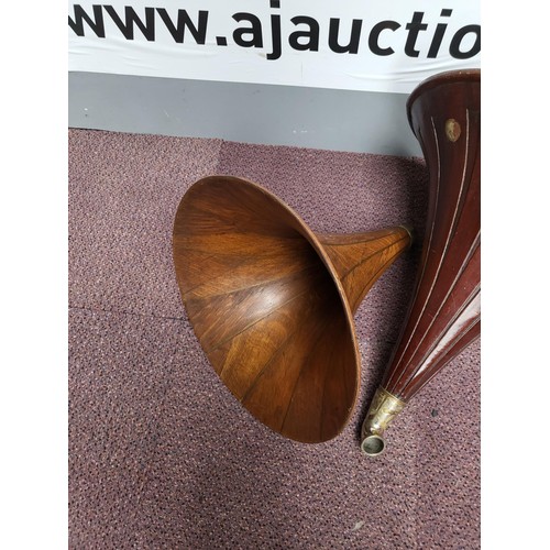 298 - Two Large Wooden Gramophone Horns One Has Original Label for The Gramophone Company Limited Both in ... 