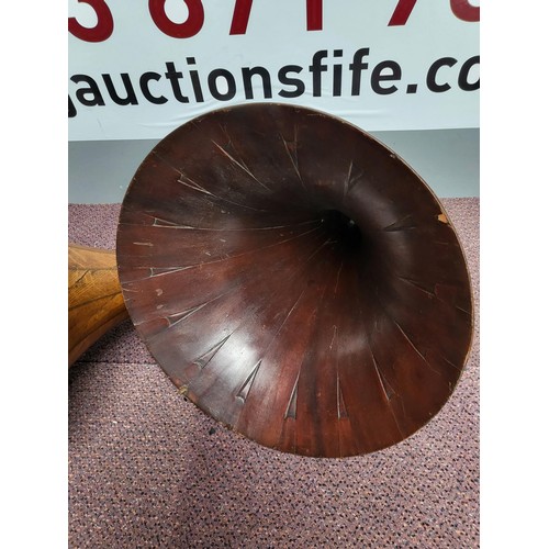 298 - Two Large Wooden Gramophone Horns One Has Original Label for The Gramophone Company Limited Both in ... 