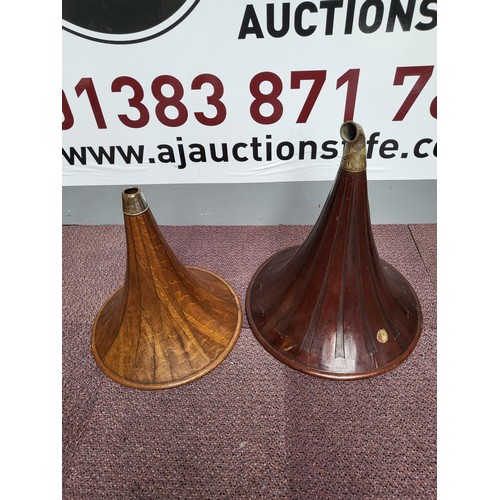 298 - Two Large Wooden Gramophone Horns One Has Original Label for The Gramophone Company Limited Both in ... 