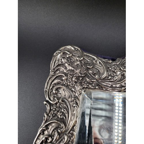 262 - Large Sterling Silver Table Top Mirror Depicts Georgian Courting Scene to Top & Mansion Scene to... 