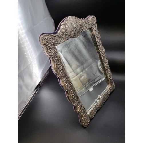 262 - Large Sterling Silver Table Top Mirror Depicts Georgian Courting Scene to Top & Mansion Scene to... 