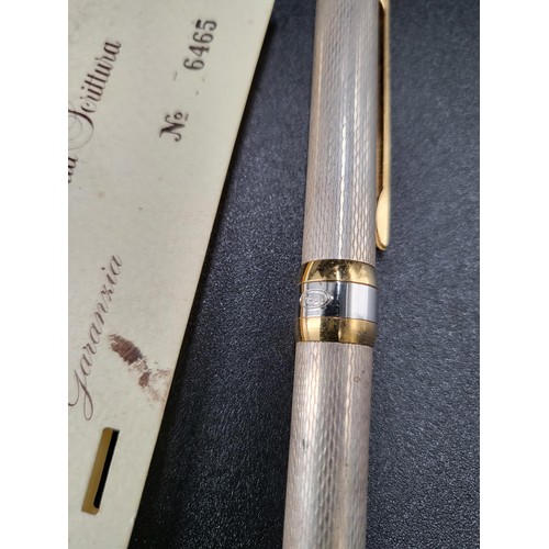 264 - Delta 925 Silver Ballpoint Pen in Good Working Order Small Piece of Missing Plate on Clip