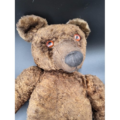 303 - Vintage Chad Valley Bear with Button in Ear has a Few Pieces of Damage but Adds to Character Measure... 