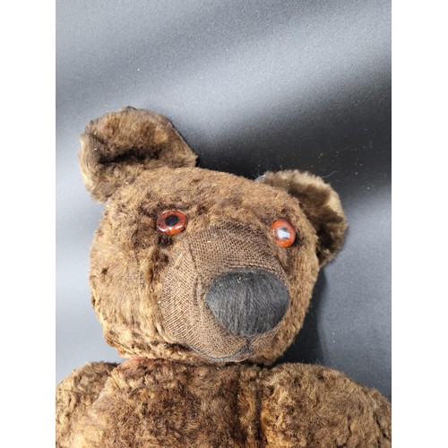 303 - Vintage Chad Valley Bear with Button in Ear has a Few Pieces of Damage but Adds to Character Measure... 