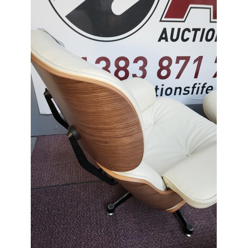 313 - Eames Style Chair & Footstool Faux Leather in Very Good Condition Small Scratch on Footstool as ... 