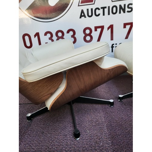 313 - Eames Style Chair & Footstool Faux Leather in Very Good Condition Small Scratch on Footstool as ... 