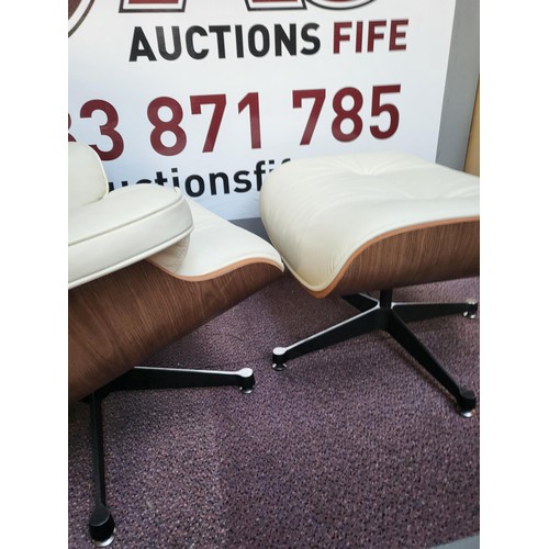 313 - Eames Style Chair & Footstool Faux Leather in Very Good Condition Small Scratch on Footstool as ... 