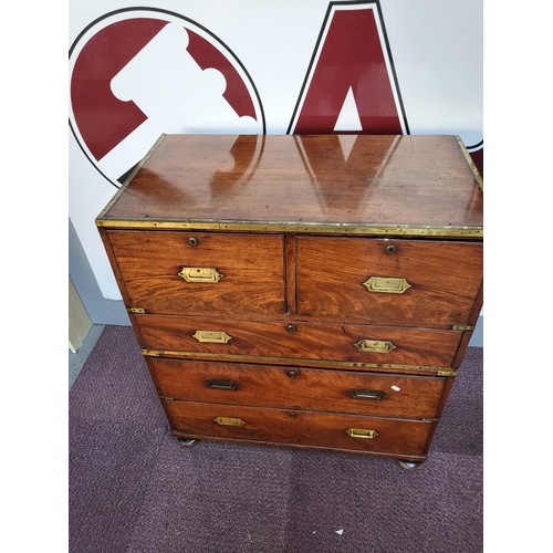 314 - Early 19th Century Mahogany Military Chest with Brass Bindings Nice Colour Item Measures 89cm Long b... 