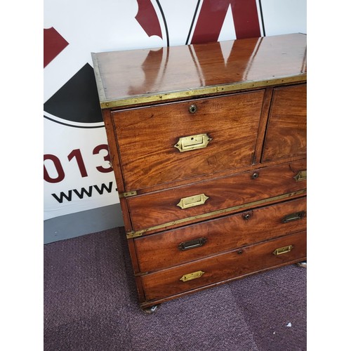 314 - Early 19th Century Mahogany Military Chest with Brass Bindings Nice Colour Item Measures 89cm Long b... 