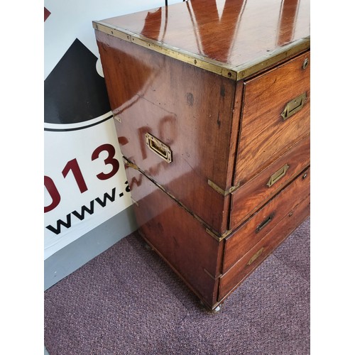 314 - Early 19th Century Mahogany Military Chest with Brass Bindings Nice Colour Item Measures 89cm Long b... 