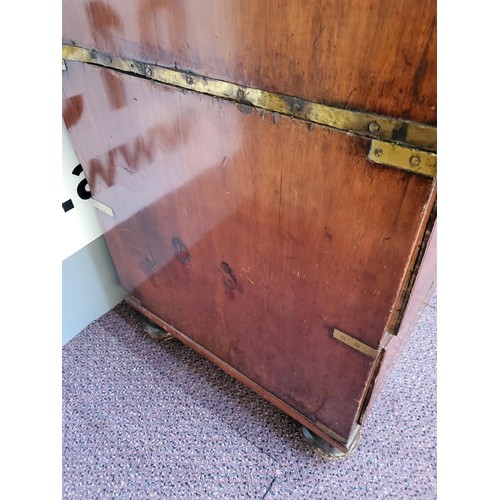 314 - Early 19th Century Mahogany Military Chest with Brass Bindings Nice Colour Item Measures 89cm Long b... 