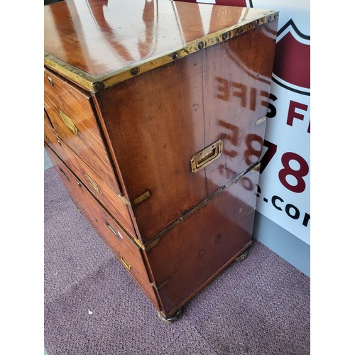 314 - Early 19th Century Mahogany Military Chest with Brass Bindings Nice Colour Item Measures 89cm Long b... 